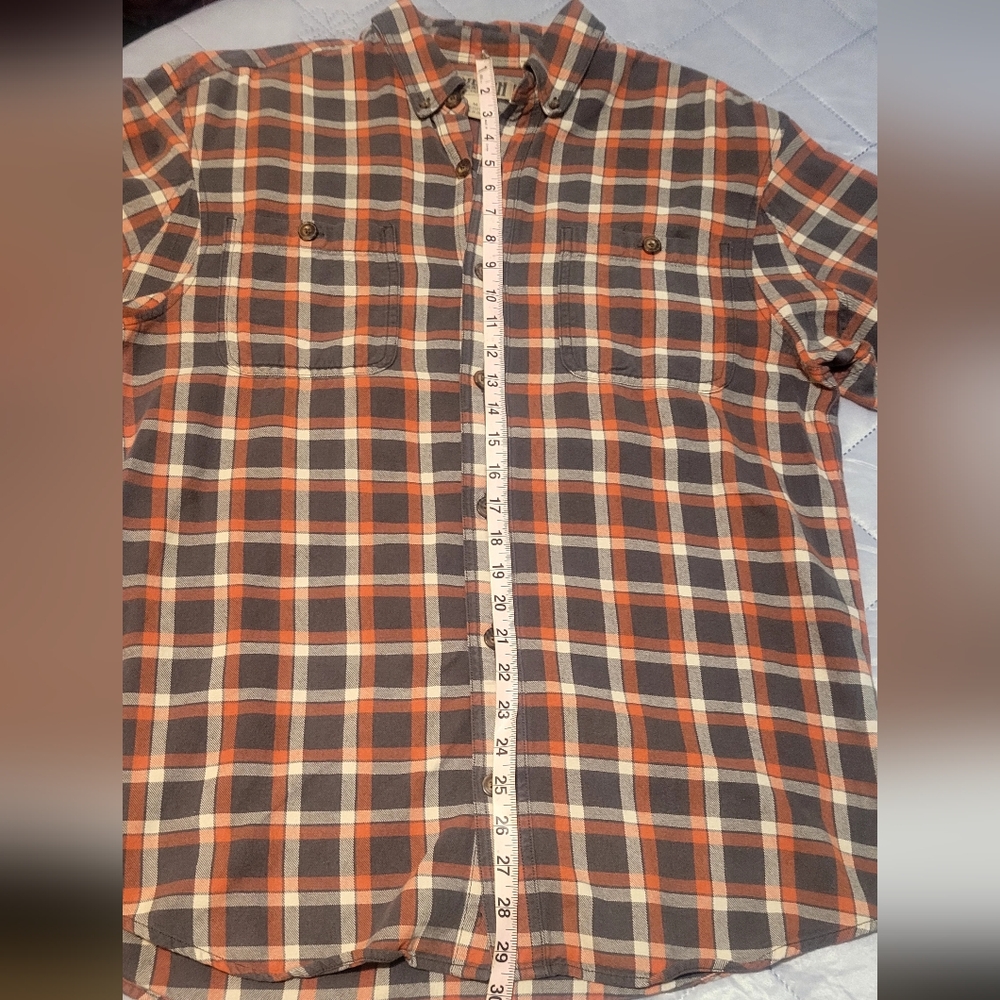 Duluth Trading Co Mens Gray and Orange Plaid/flannel Button Up Shirt. Size MED - Picture 5 of 8